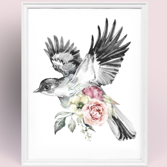 Other - Watercolor Illustration Cute Bird Wall Art Print Poster UNFRAMED